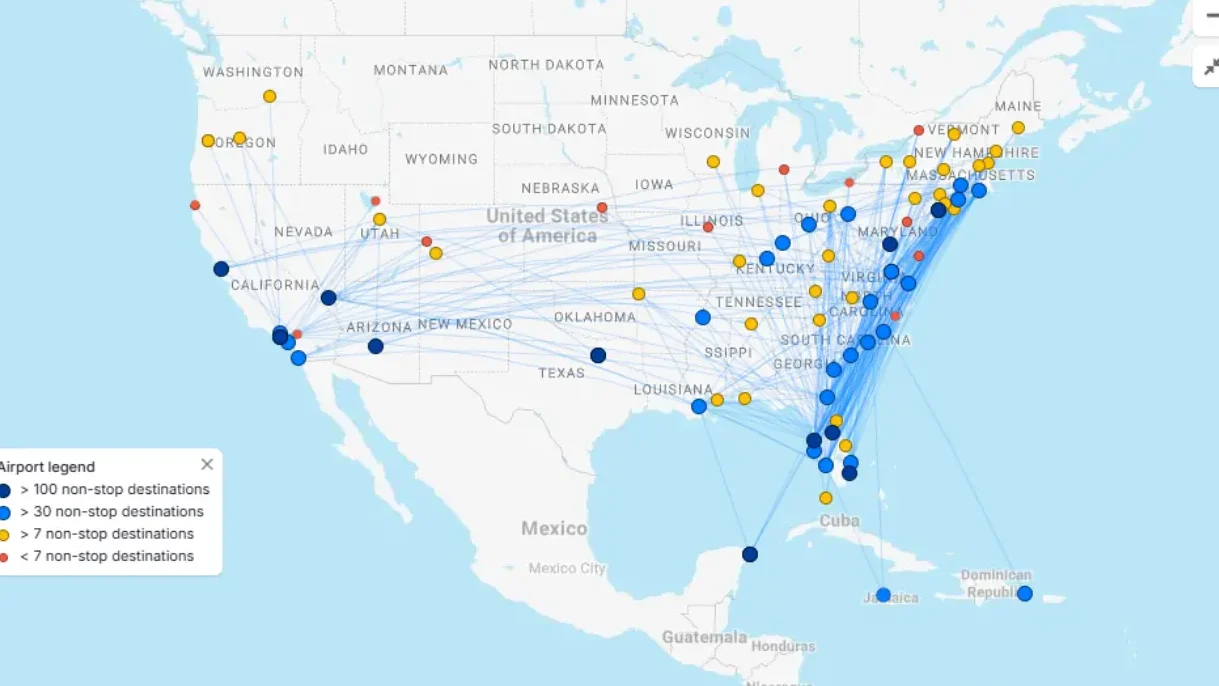 breeze airways flight route map